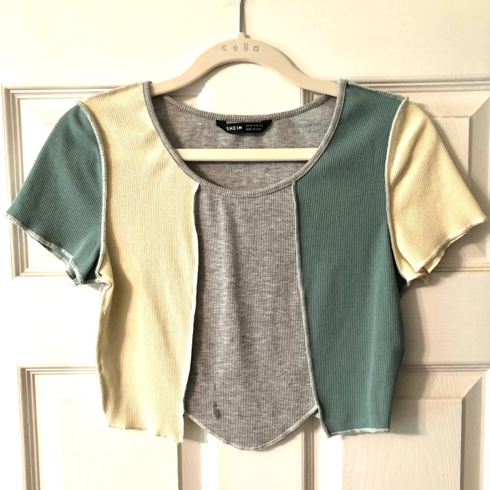 Shein, Colorblock Cropped Top